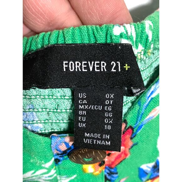 Forever 21+ Green Floral Sundress Adjustable Straps Smocked Womens Plus 0X - Picture 6 of 6